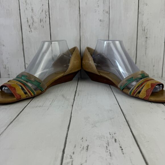 Anthropologie Latigo Colorful Leather Southwestern Pancho Wedge Sandal Size 10 - Picture 8 of 14